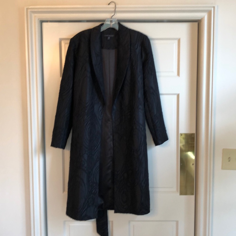 Abbey-Glass Black Dressy Patterned Coat